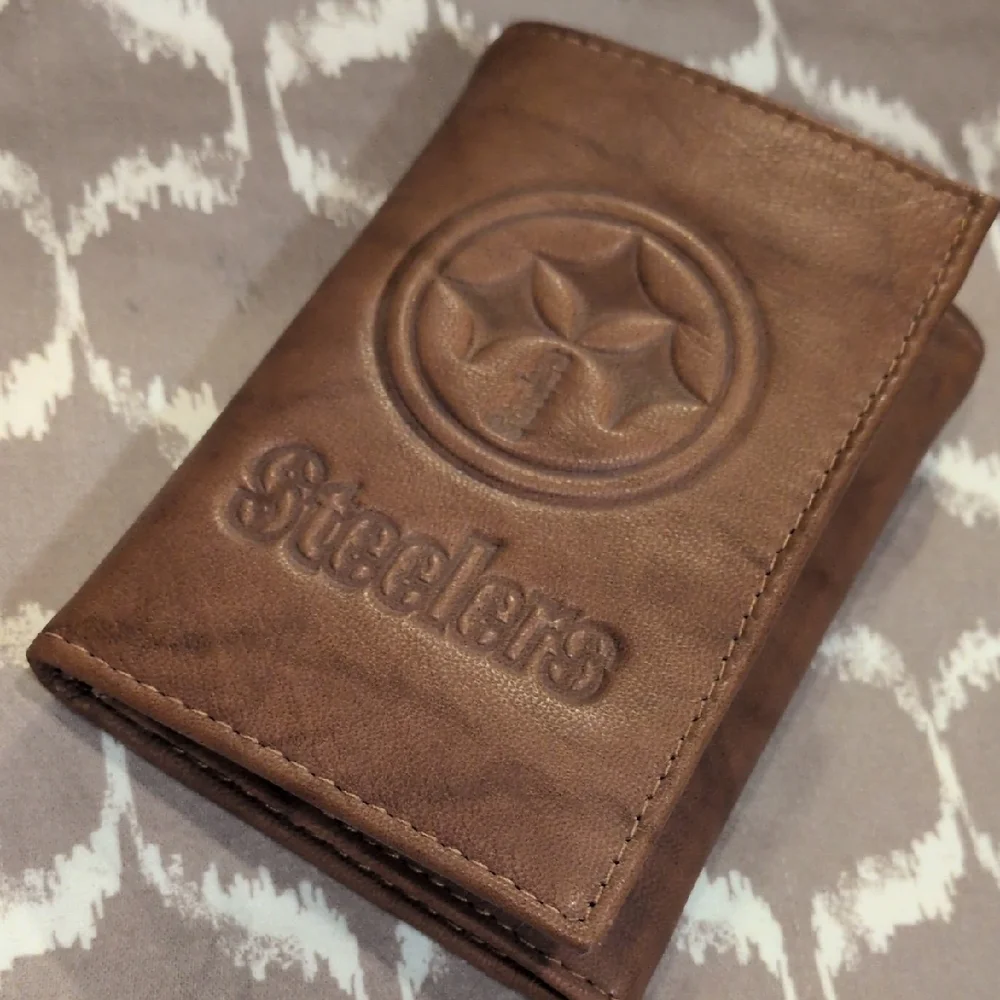 Steelers Embossed Brown Trifold Wallet